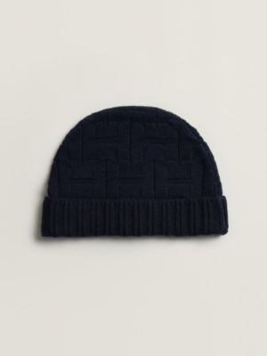 HERMESエルメス ニット帽 ブラック イヤーネット - メンズ カシミヤニットキャップ＆レザーグローブ